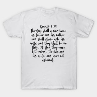 Genesis 2:24 Bible Verse T-Shirt